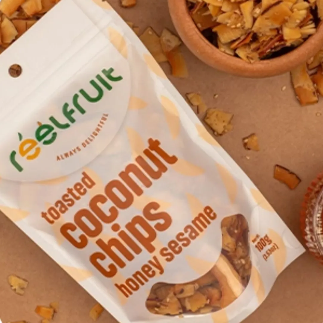 Toasted Honey Sesame Coconut Chips Toasted Caramel Coconut Chips Gmo Free, Natural, No Added Sugar