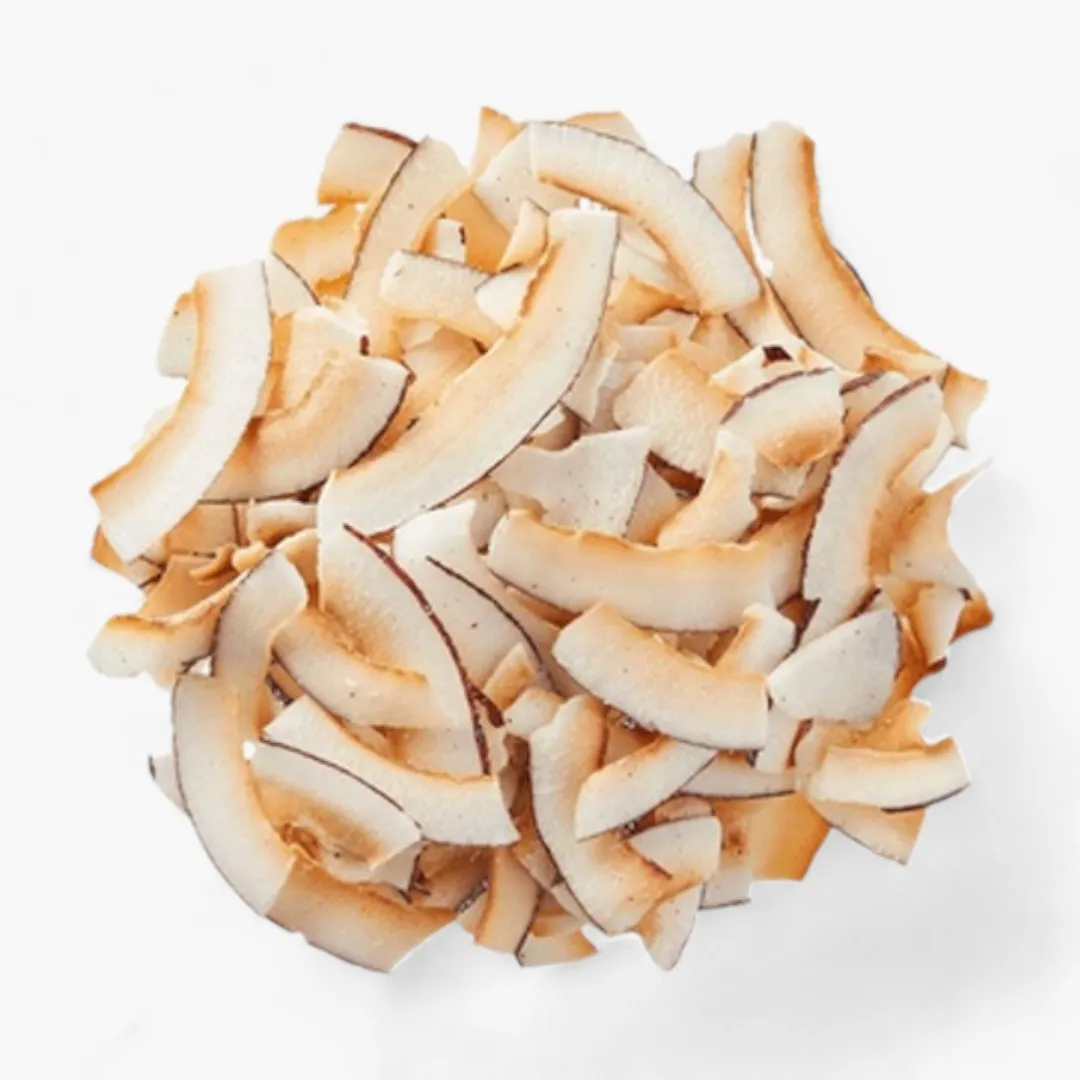 Toasted Unsweetened Sesame Coconut Chips Toasted Caramel Coconut Chips Gmo Free, Vegan, Natural, No Added Sugar