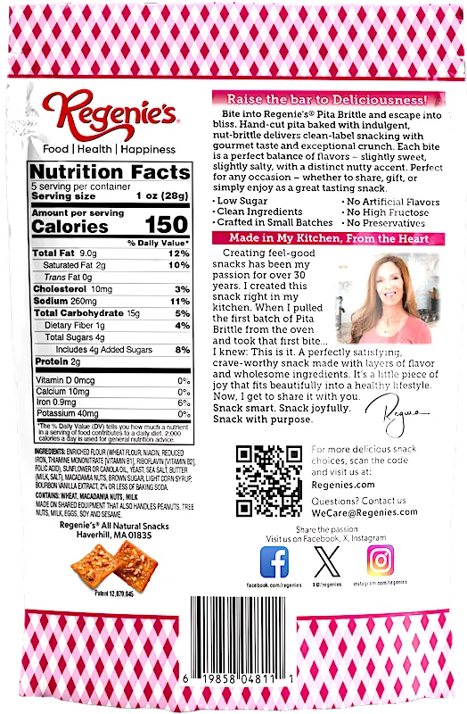 Pita Brittle® Bourbon Vanilla Macadamia (4.8 oz)