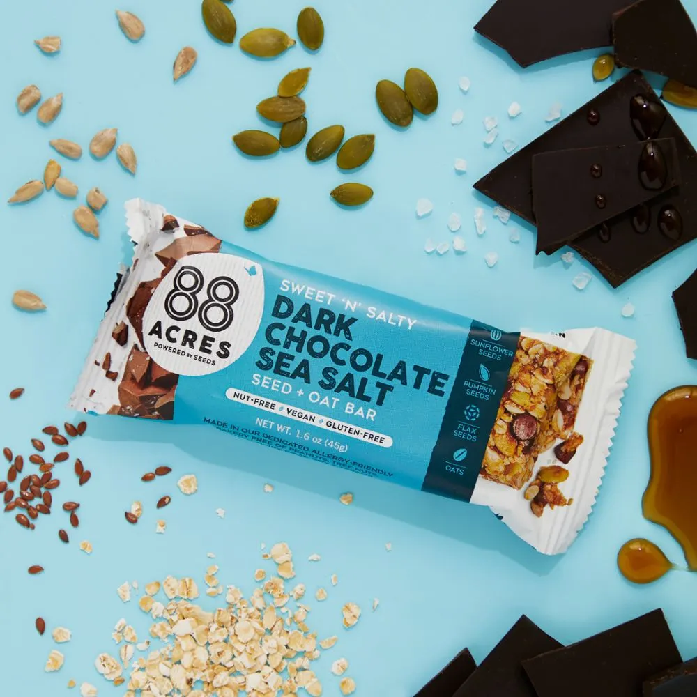 88 Acres Dark Chocolate Sea Salt Seed Blend Oat Bar 1.6oz (9ct)