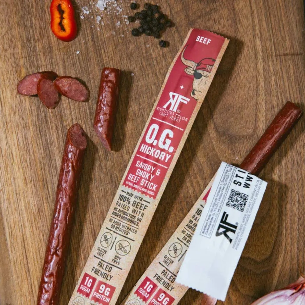 Righteous Felon O.G. Hickory Beef Stick Multipack 6ct/1oz