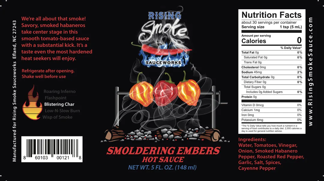 Smoldering Embers Habanero Tomato Basil Hot Sauce (case-12)