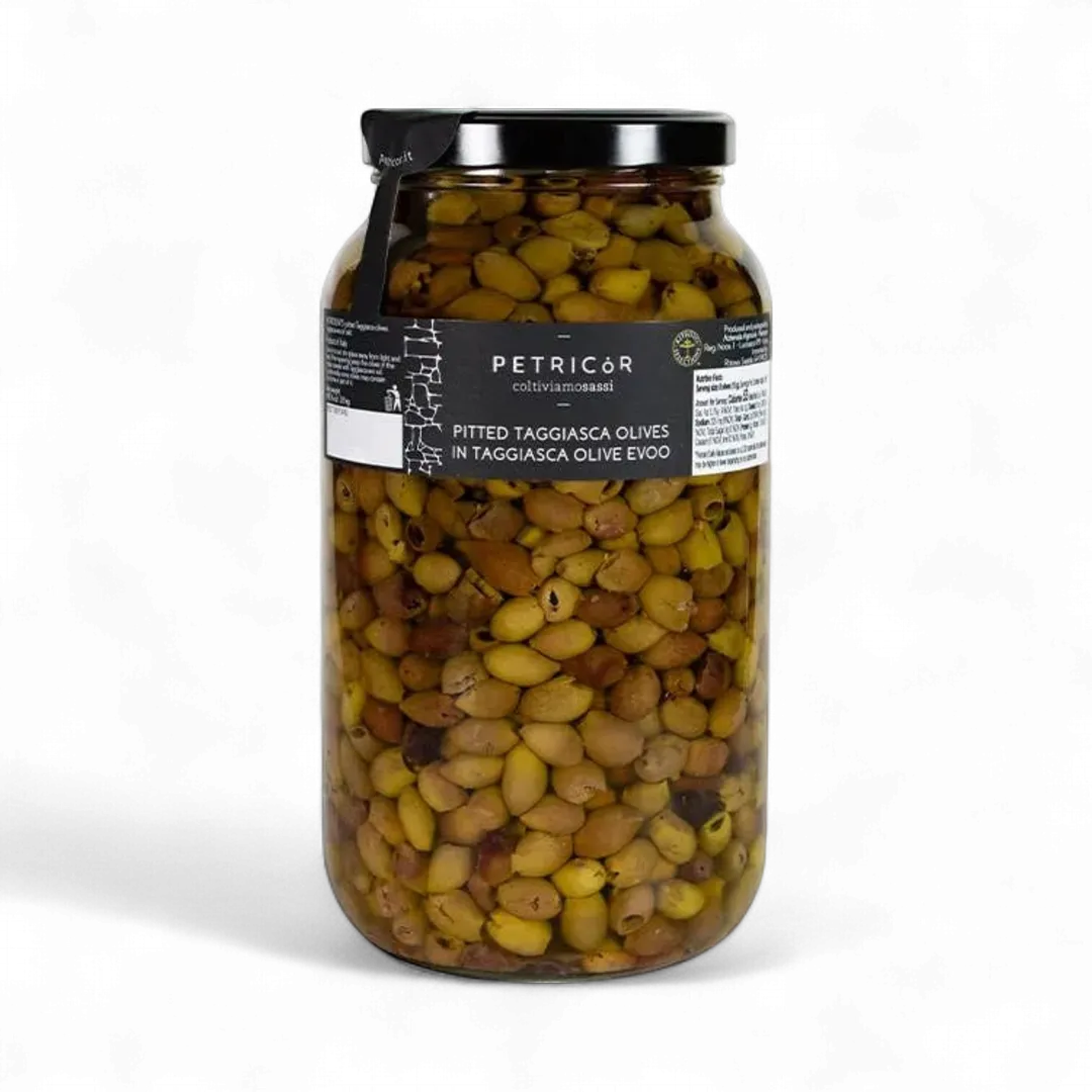 Petricor Pitted Taggiasca olives BULK 3 Liter Jar