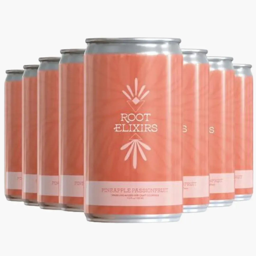 Root Elixirs Pineapple Passionfruit Sparkling Mixer Can 24 case