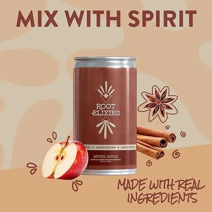 Root Elixirs Spiced Apple Sparkling Mixer Can 24 case