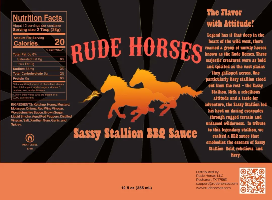 Rude Horses Sassy Stallion BBQ Sauce