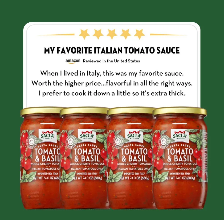 Sacla Italy Basil Cherry Tomato Pasta Sauce 6x24oz No Sugar