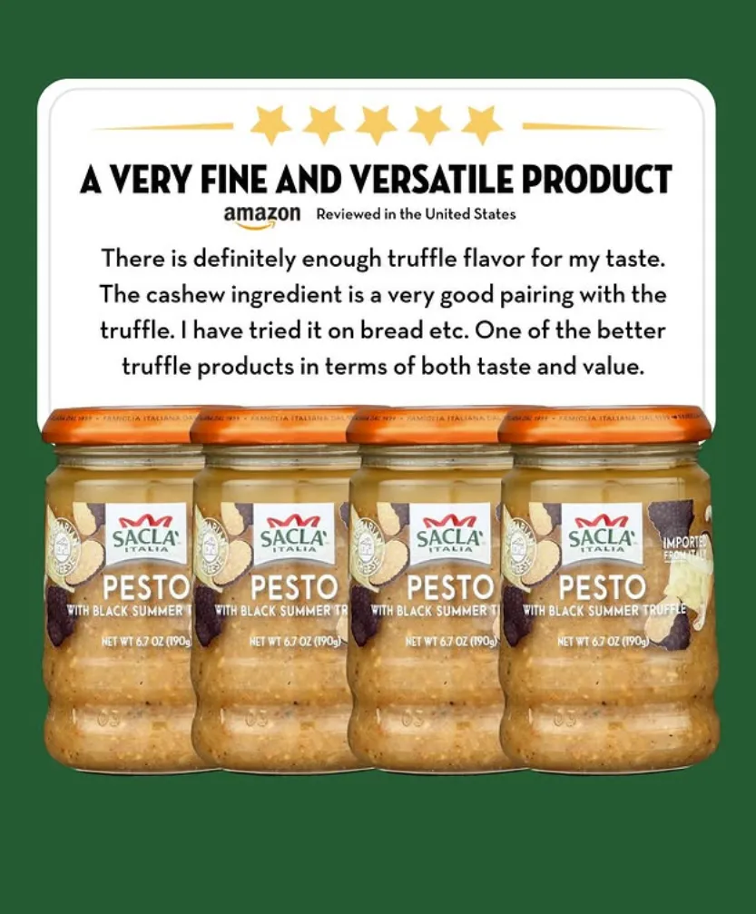 Sacla Italy Black Summer Truffle Pesto 6x6.7oz Pasta Sauce