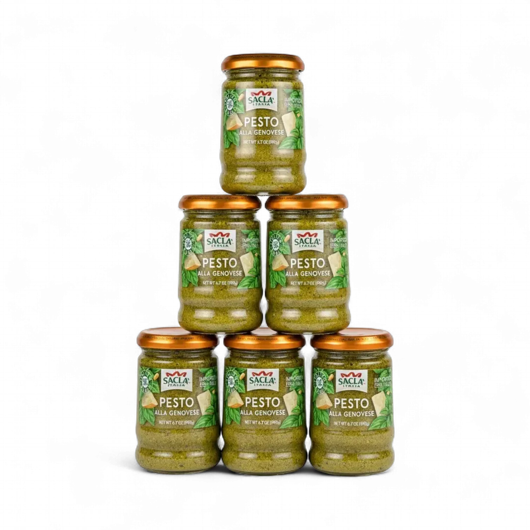Sacla Italy Genovese Basil Pesto 6x6.7oz Green Pasta Sauce