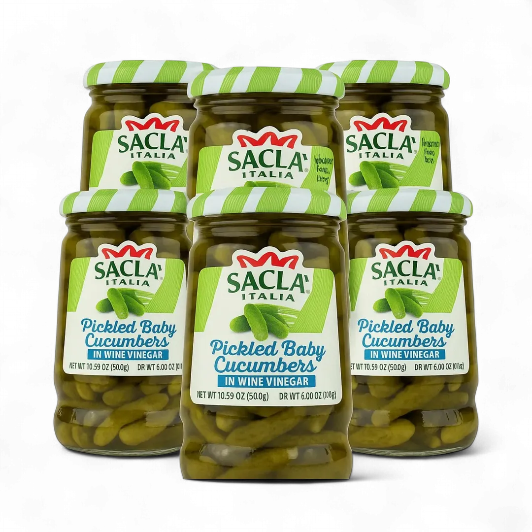 Sacla Italy Cetrolini Pickled Baby Cucumbers in Wine Vinegar 6x10.6oz