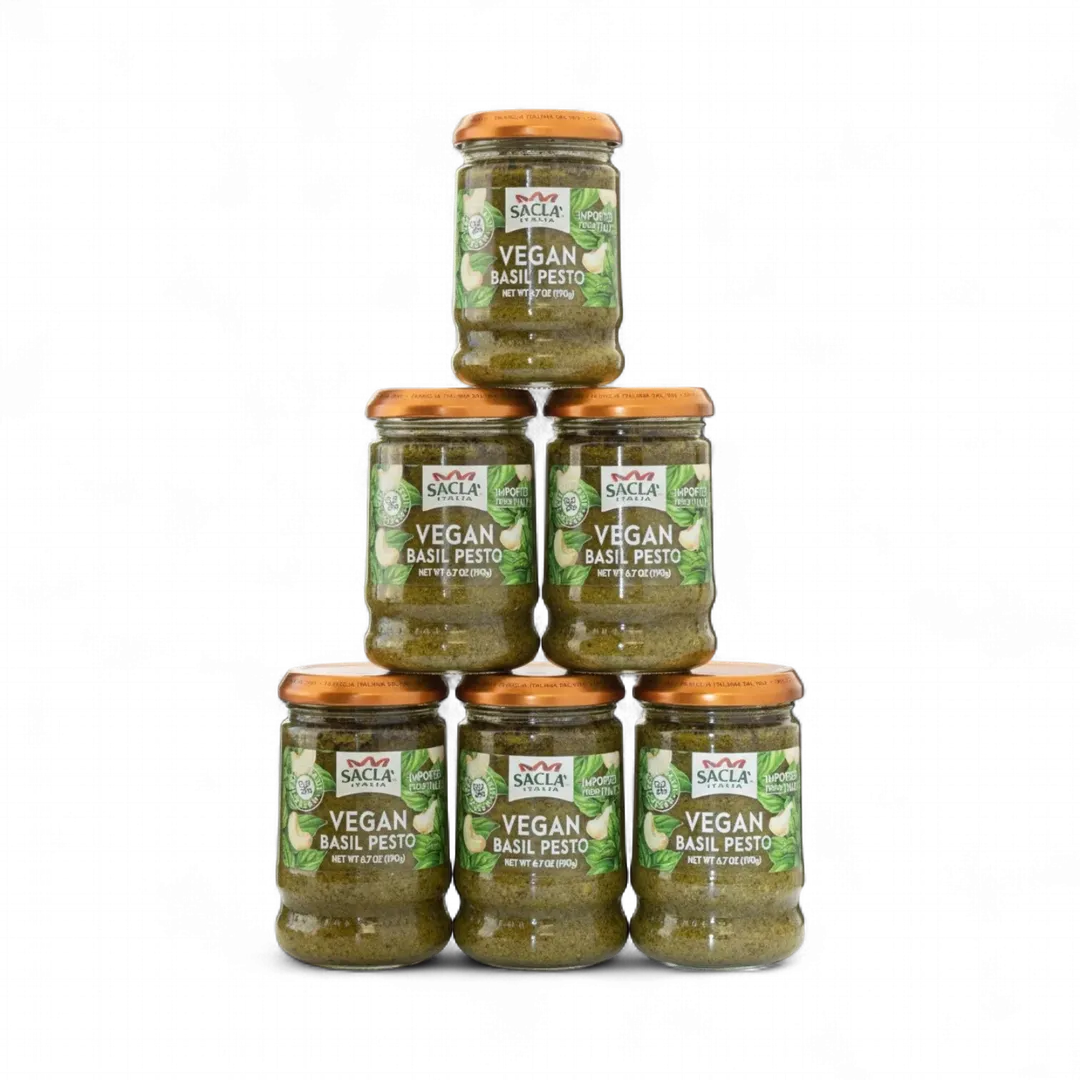 Sacla Italy Vegan Basil Pesto 6x6.7oz Dairy-Free Pasta Sauce