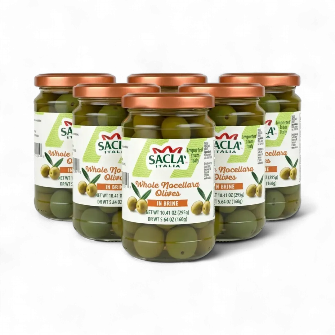 Sacla Italy Whole Nocellara Olives in Brine 6x10.4oz Sicilia