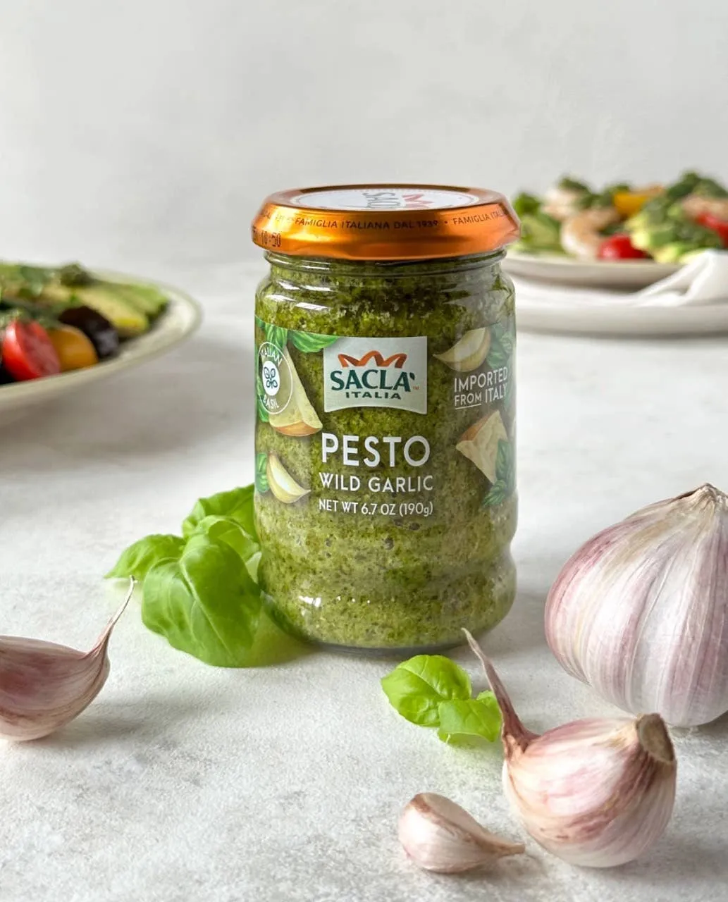 Sacla Italy Wild Garlic Basil Pesto 6x6.7o Green Pasta Sauce