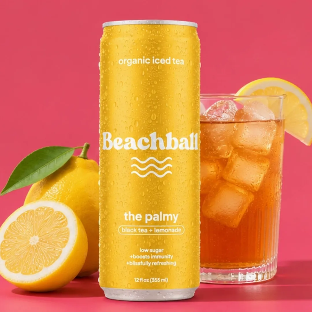 BEACHBALL Organic Iced Tea- 'The Palmy' Black Tea + Lemonade