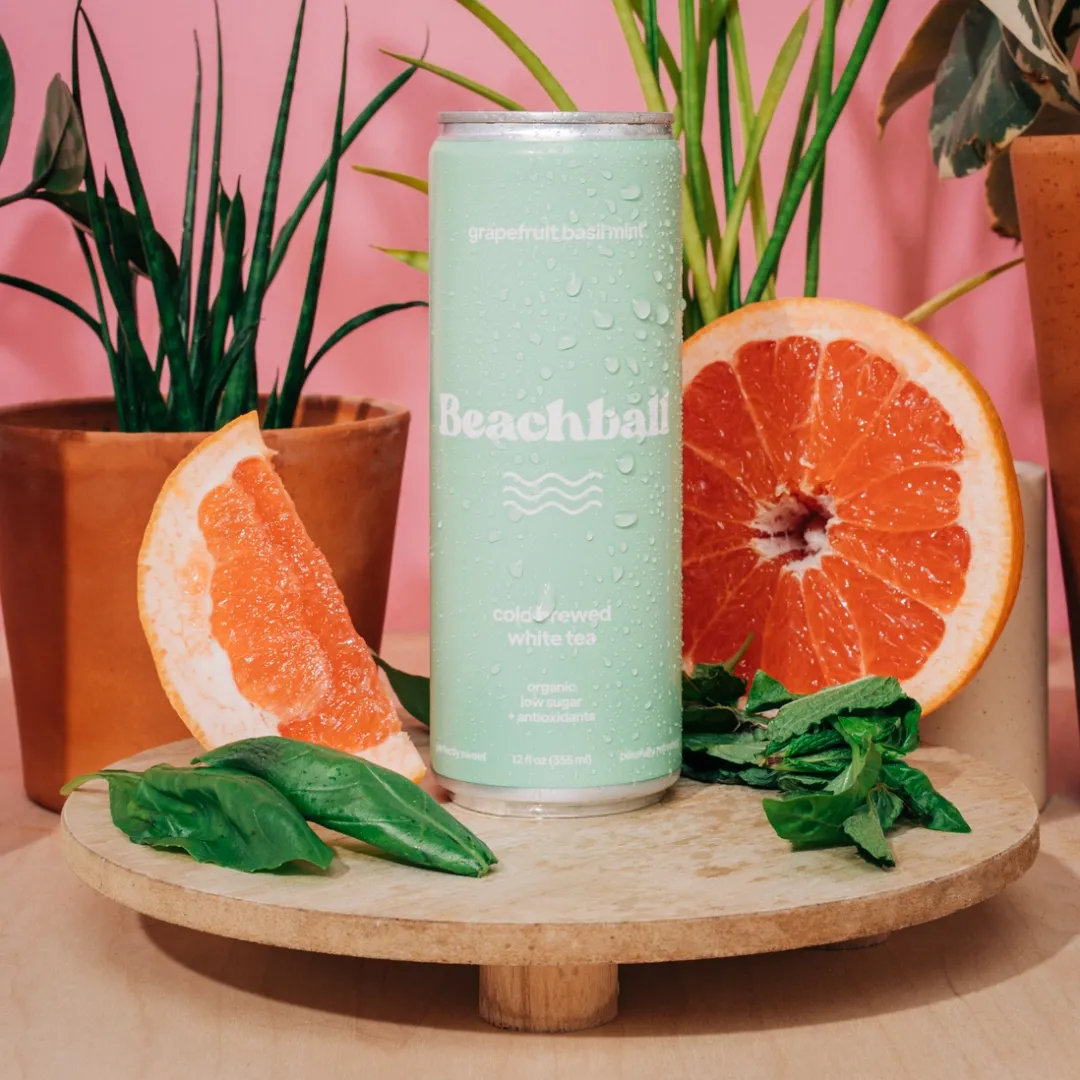 Beachball Organic Iced Tea Can - Grapefruit Basil Mint