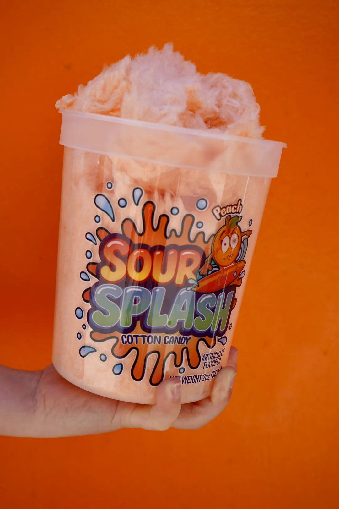 Sour Splash Cotton Candy - Peach Flavor (Pack of 24)