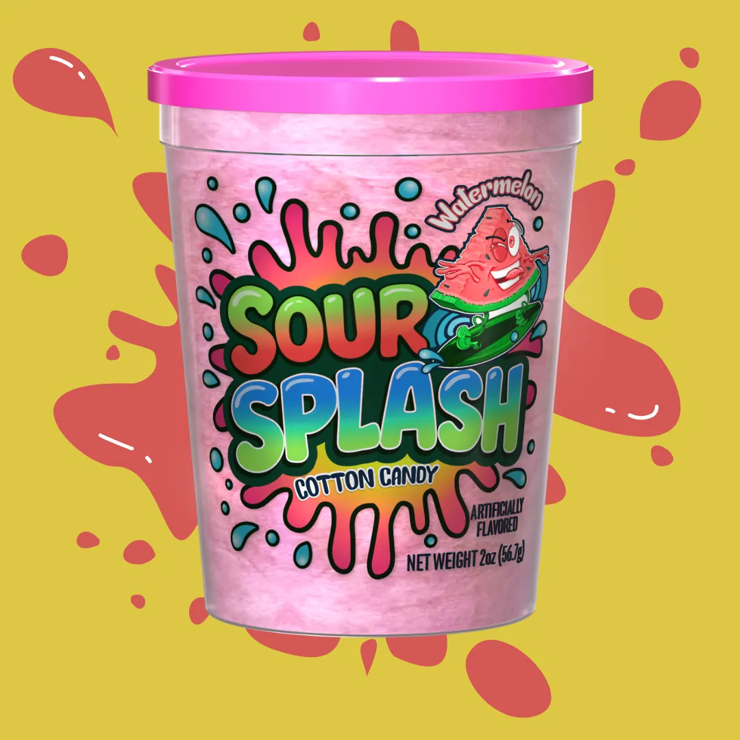 Sour Splash Cotton Candy - Watermelon Flavor (Pack of 24)