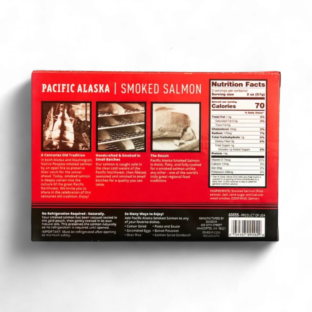 Pacific Alaska Smoked Pink Salmon 6oz Red Gift Box