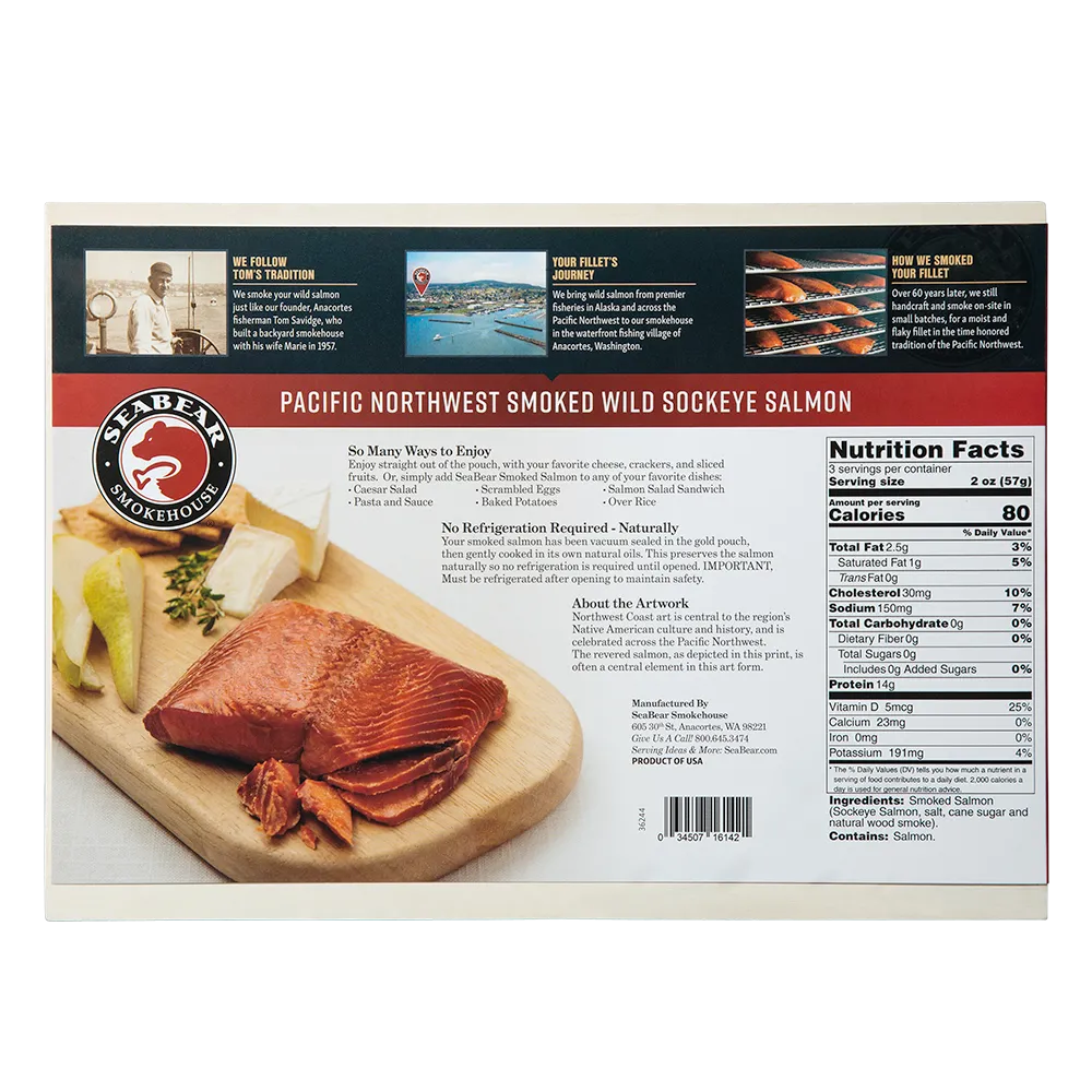 Seattle Skyline Smoked Sockeye Salmon Wooden Keepsake Box