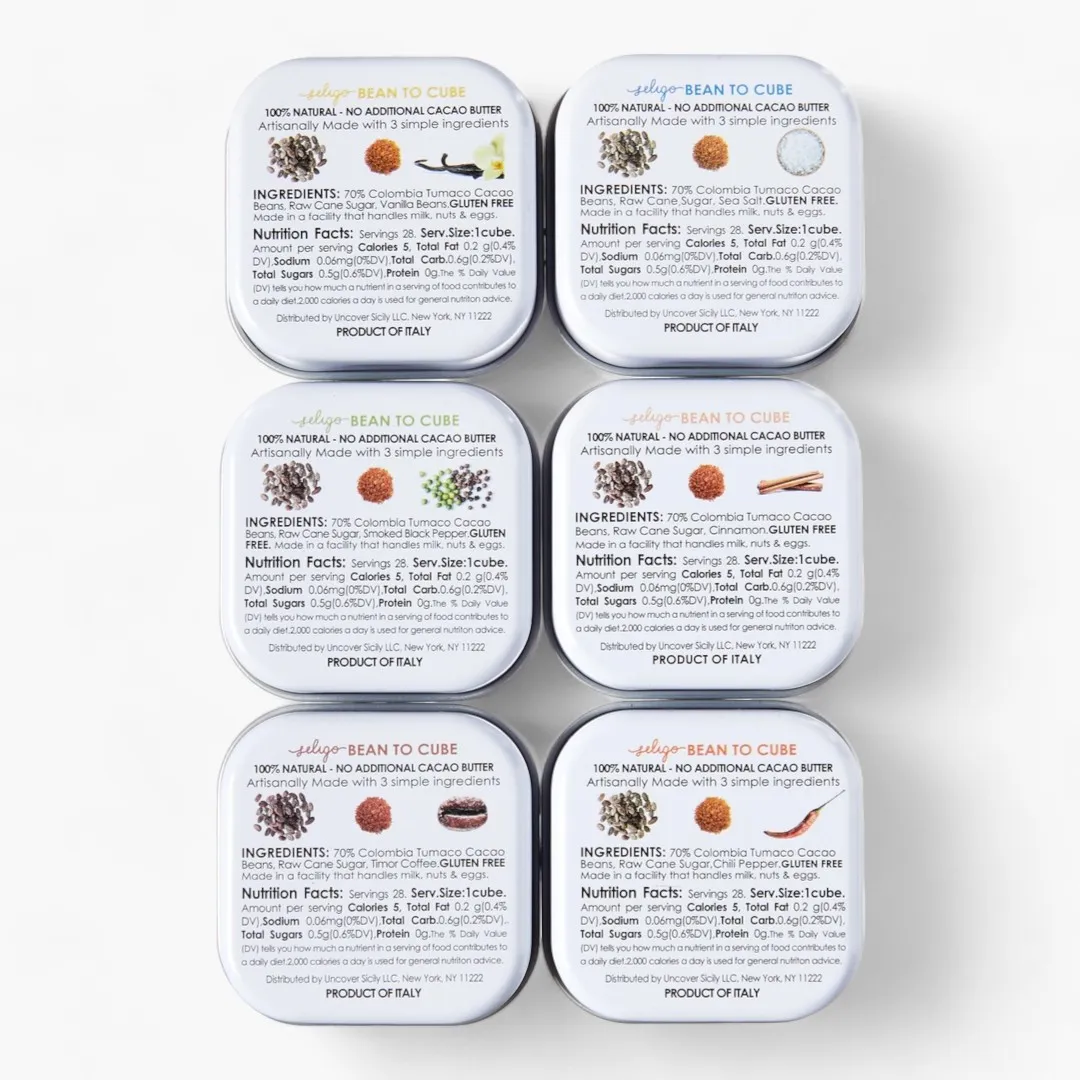 70% Unrefined Heirloom Sicilian Dark Chocolate Cubes Cinnamon