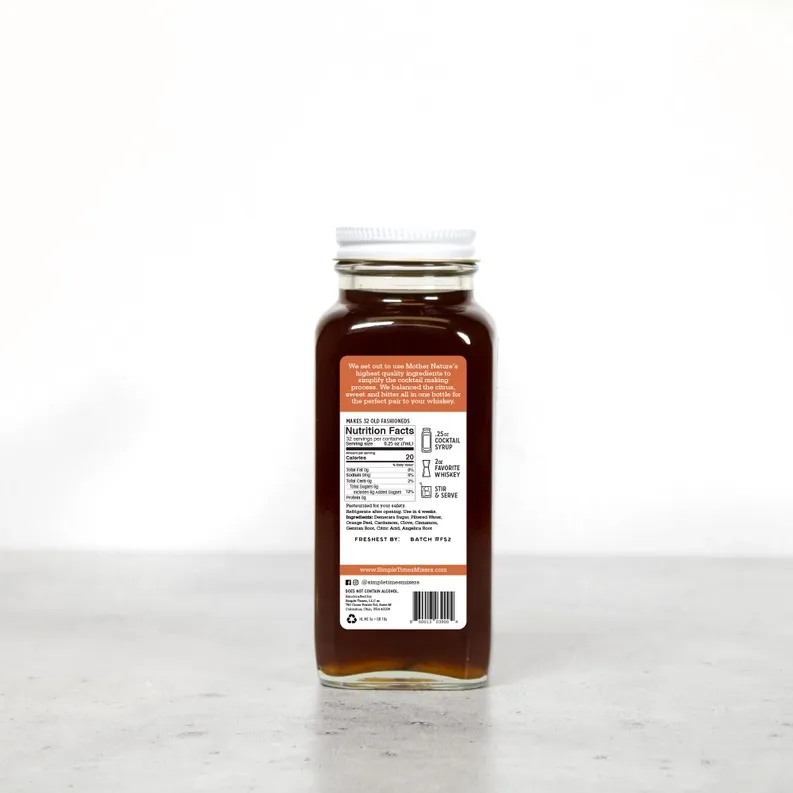 Old Fashioned Cocktail Syrup | Clean Label Cocktail Syrups