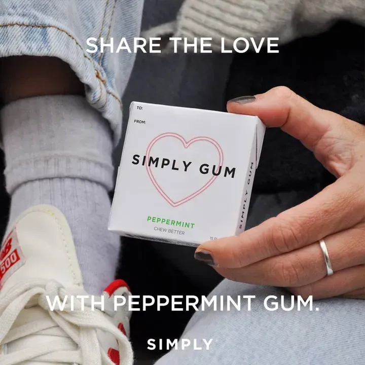 Heart Box Peppermint Gum - Natural + Plastic-Free | 6 Pack