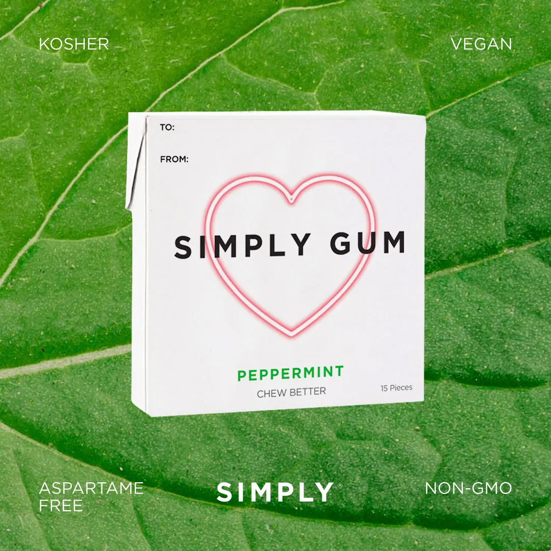 Heart Box Peppermint Gum - Natural + Plastic-Free | 6 Pack