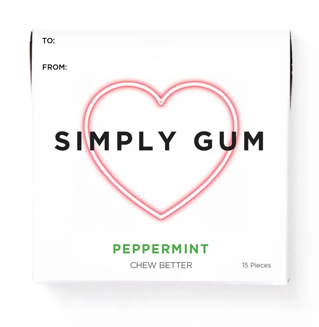 Heart Box Peppermint Gum - Natural + Plastic-Free | 6 Pack