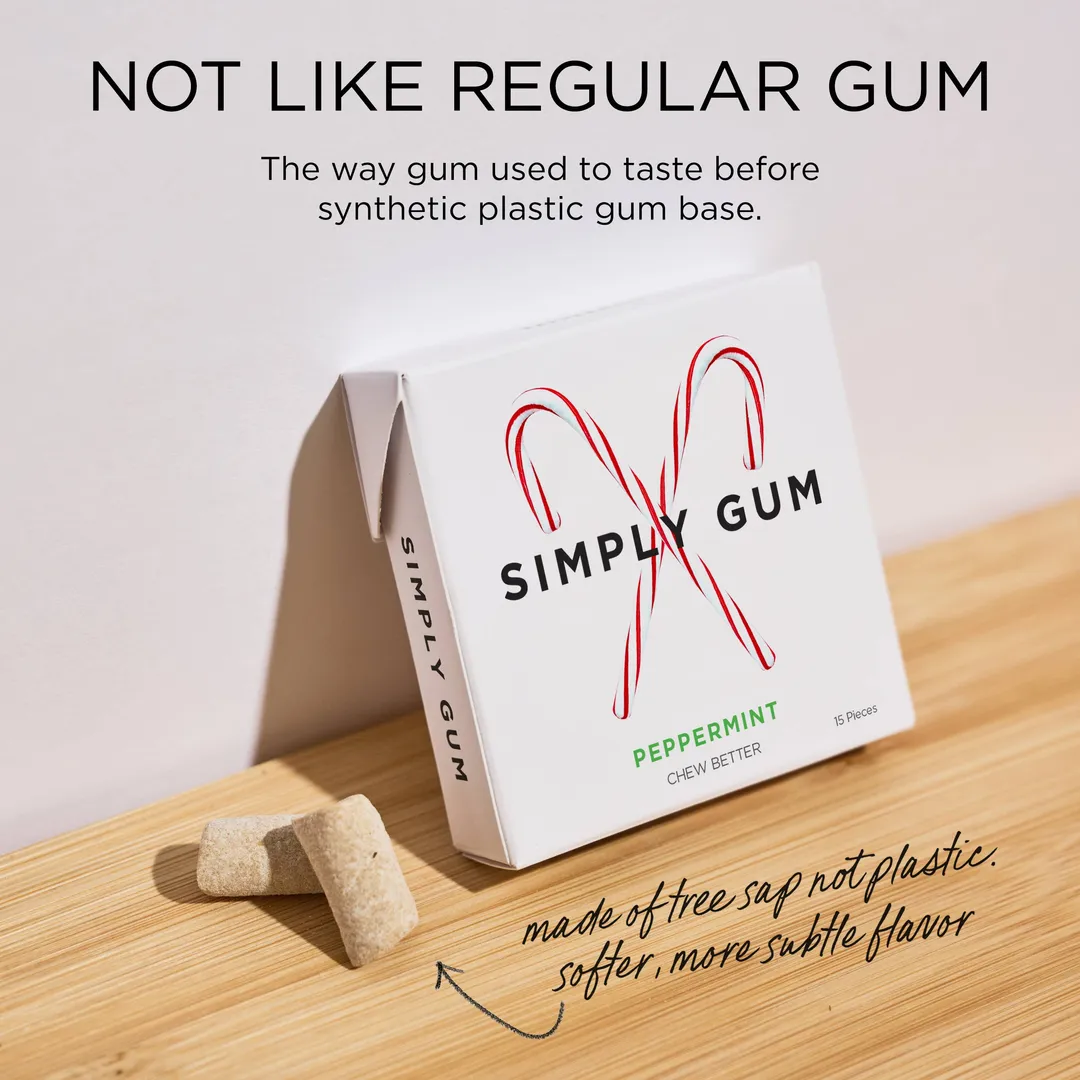 Holiday Peppermint Gum - Natural + Plastic Free | 6 Pack