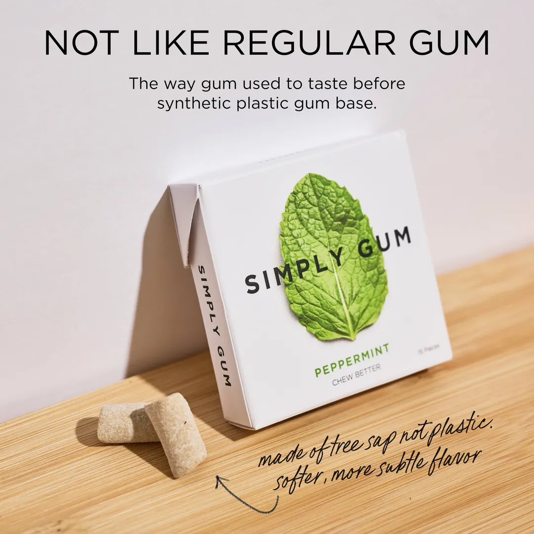 Peppermint Chewing Gum - Natural + Plastic-Free | 12 Pack