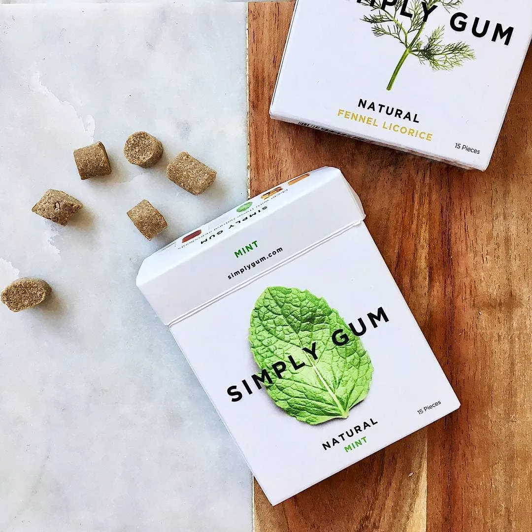 Peppermint Chewing Gum - Natural + Plastic-Free | 12 Pack