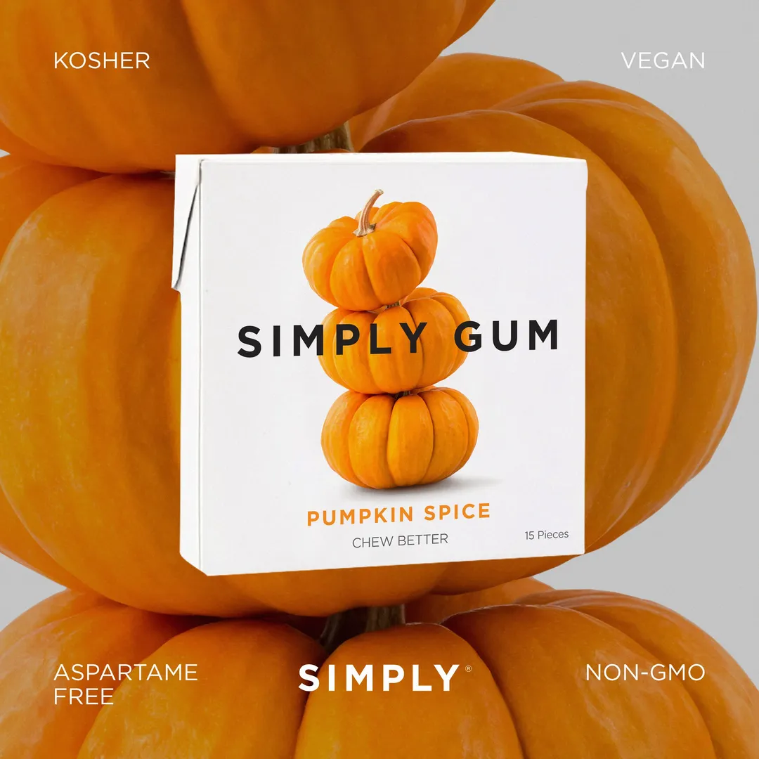 Pumpkin Spice Chewing Gum - Natural + Plastic-Free | 6 Pack