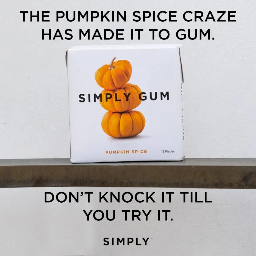 Pumpkin Spice Chewing Gum - Natural + Plastic-Free | 6 Pack