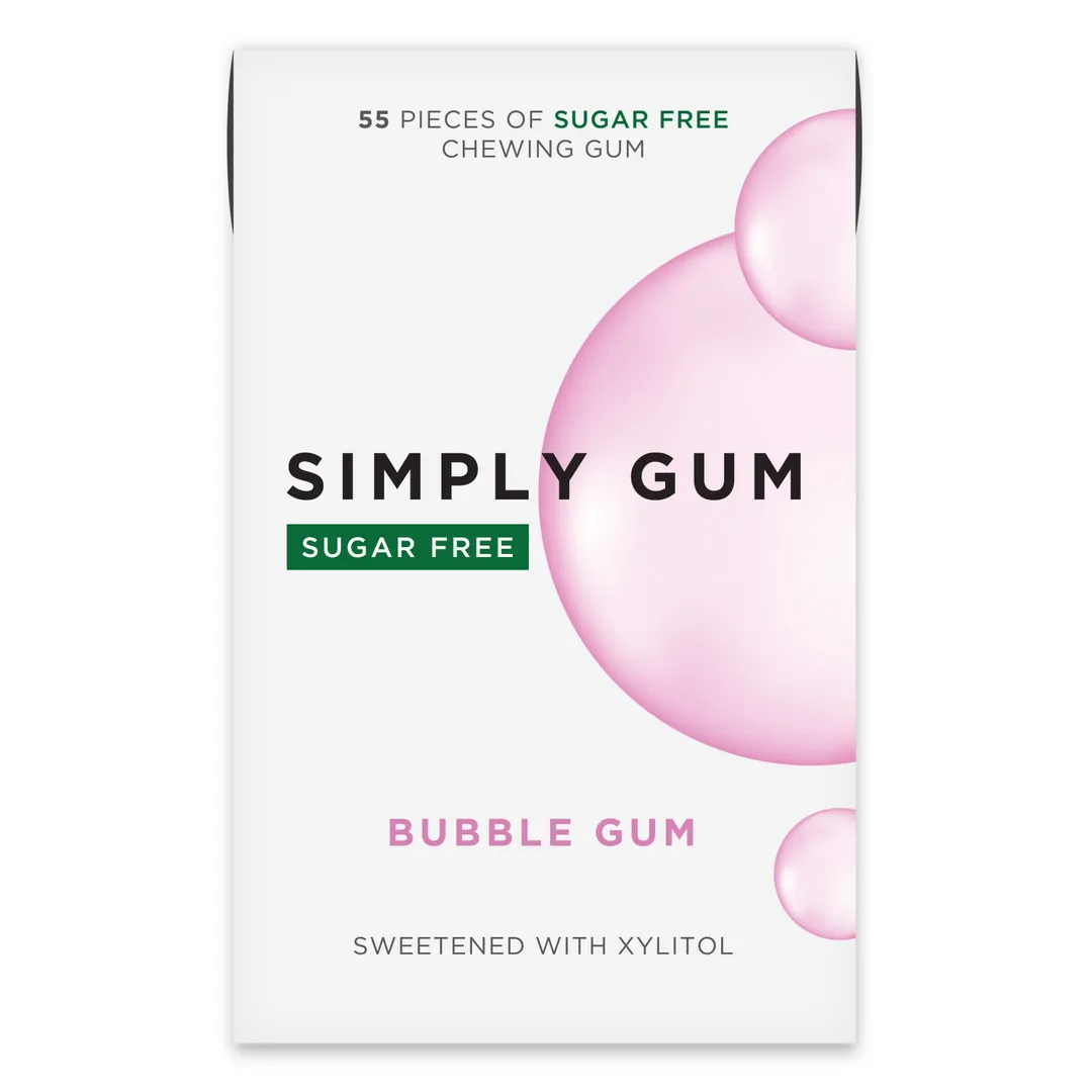 Sugar Free Bubble Gum 55ct - Natural + Plastic-Free | 6 Pk