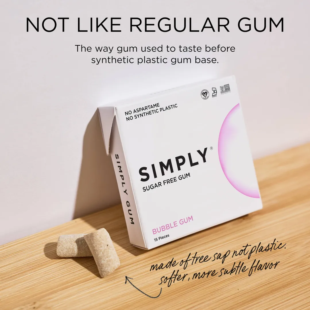 Sugar Free Bubble Gum - Natural + Plastic-Free | 6 Pack