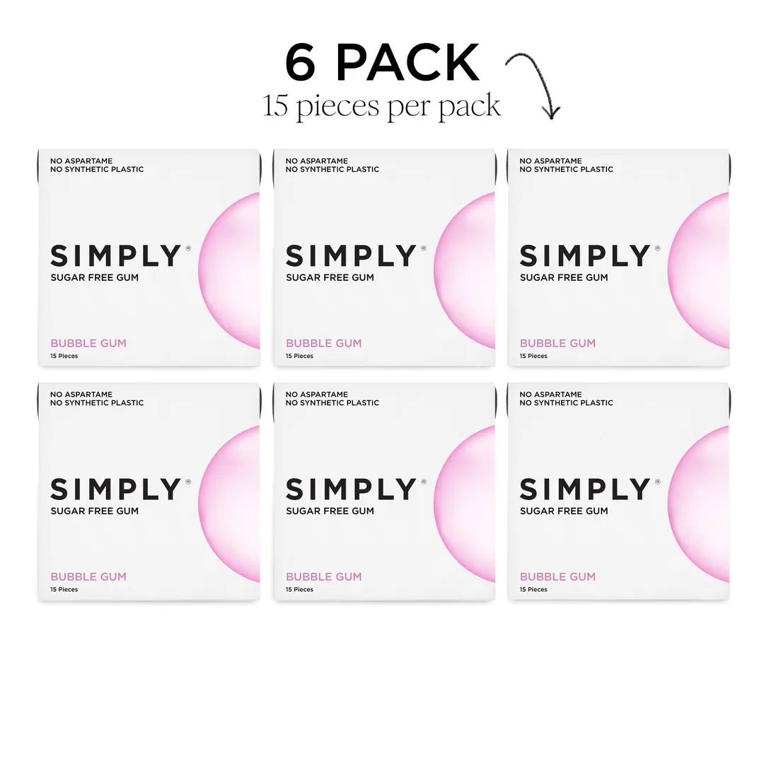 Sugar Free Bubble Gum - Natural + Plastic-Free | 6 Pack