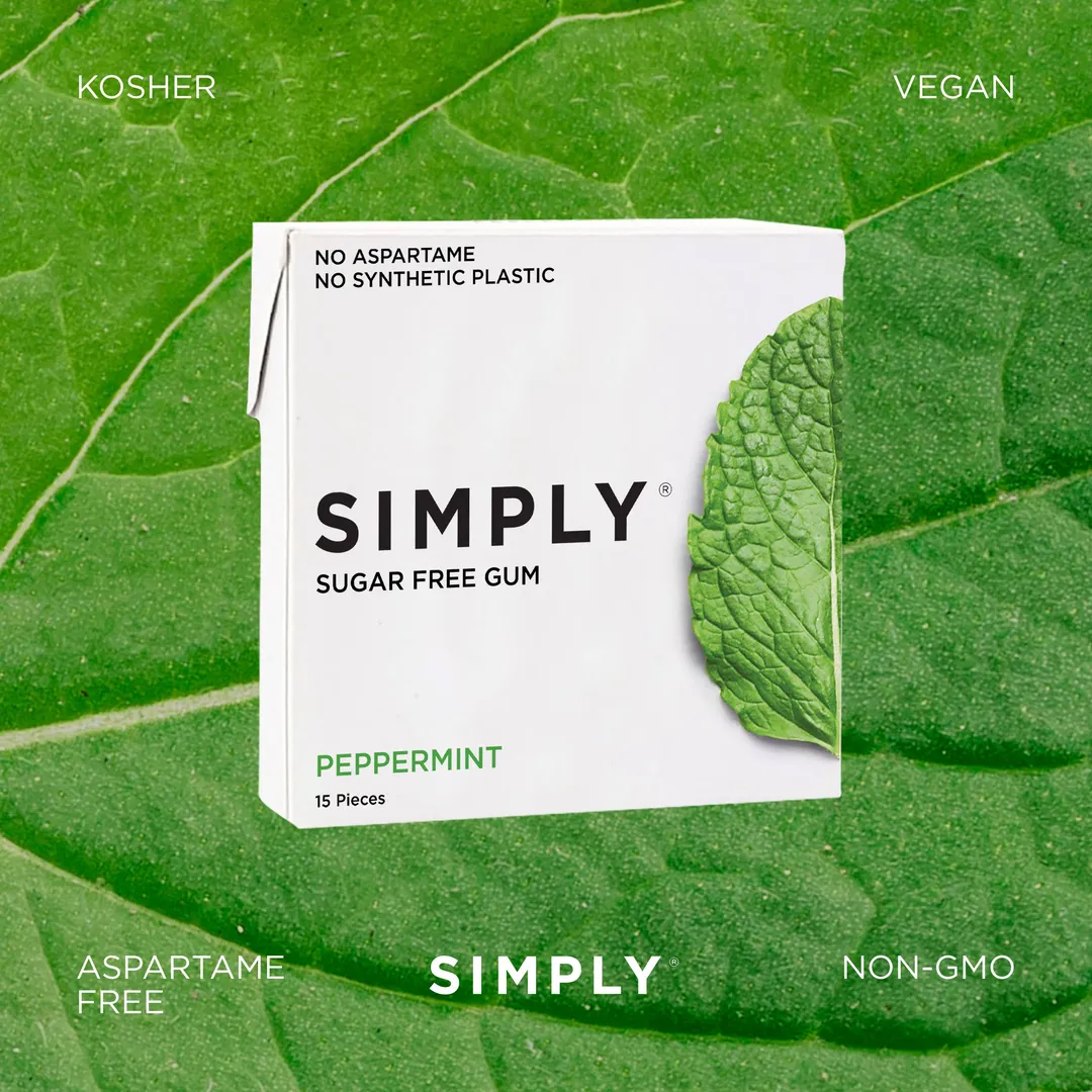 Sugar Free Peppermint Gum - Natural + Plastic-Free | 6 Pack