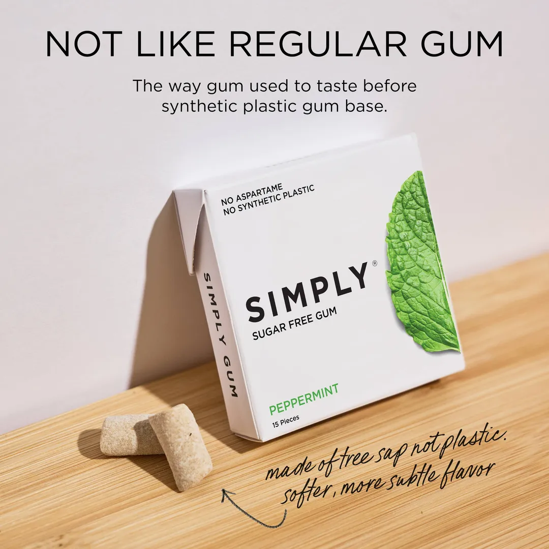 Sugar Free Peppermint Gum - Natural + Plastic-Free | 6 Pack