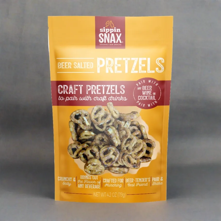 Sippin Snax Beer Salt Craft Pretzels 3.4 oz Case (12 Ct)