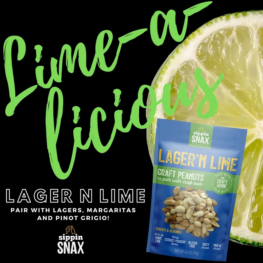 Sippin Snax Lager N Lime Craft Peanuts 4.2 oz Case (12 Ct)