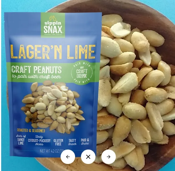 Sippin Snax Lager N Lime Craft Peanuts 4.2 oz Case (12 Ct)
