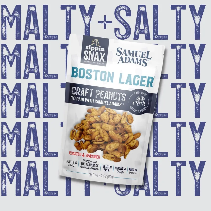 Sippin Snax Samuel Adams Boston Lager Craft Peanuts 4.2 oz Case (12 Ct)