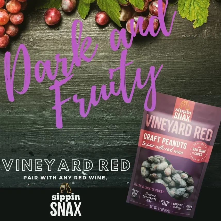 Sippin Snax Vineyard Red Craft Peanuts 4.2 oz Case (12 Ct)