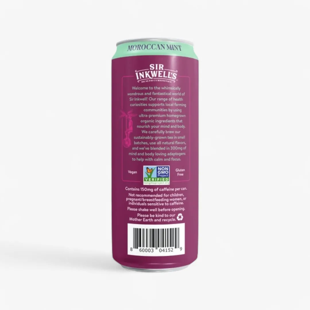  Green Tea Adaptogen Infused  " Moroccan Mint "   12 ct cans /  16 oz 