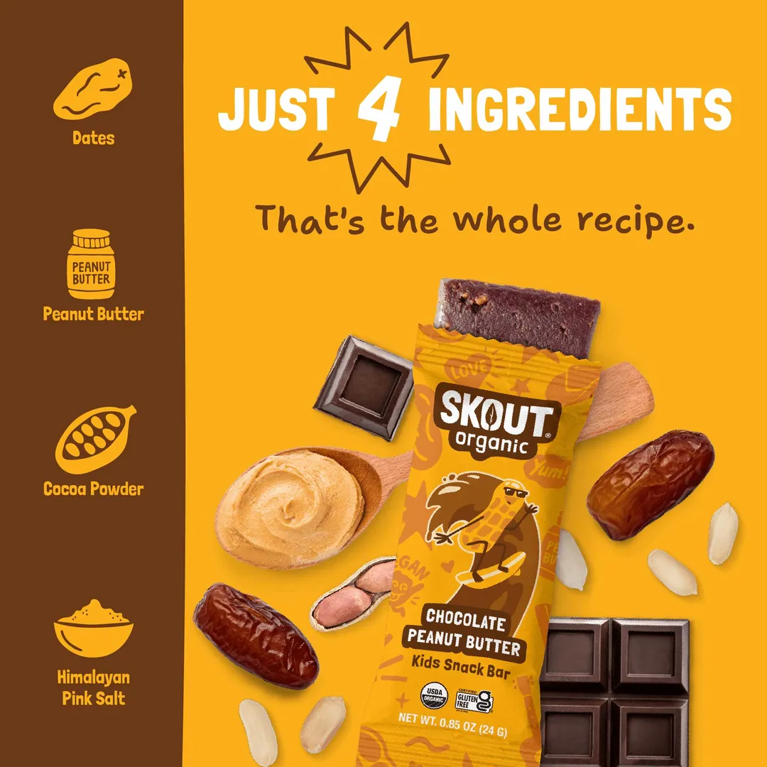 Skout Organic Chocolate Peanut Butter Kids Snack Bar
