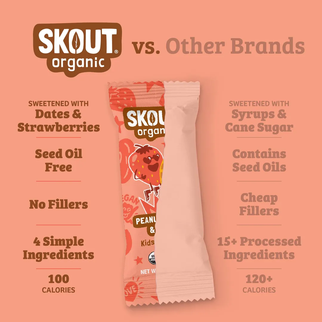 Skout Organic Peanut Butter and Jelly Kids Snack Bar