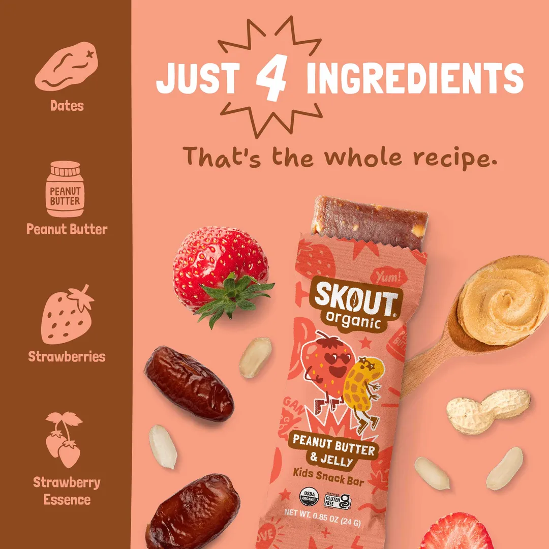 Skout Organic Peanut Butter and Jelly Kids Snack Bar
