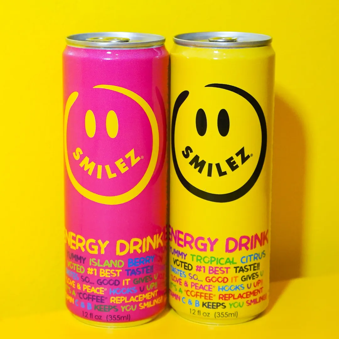 Smilez Energy Drink – Combo (12 Pack) Tropical Citrus & Island Berry, 12oz Cans