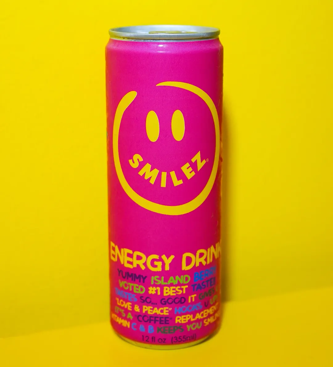 Smilez Energy Drink – Island Berry (12 Pack), 12oz Cans