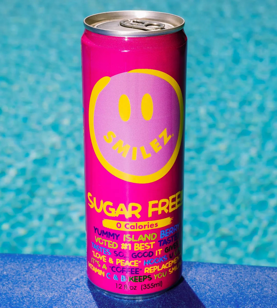 Smilez Energy Drink – SUGAR FREE - Island Berry (12 Pack), 12oz Cans